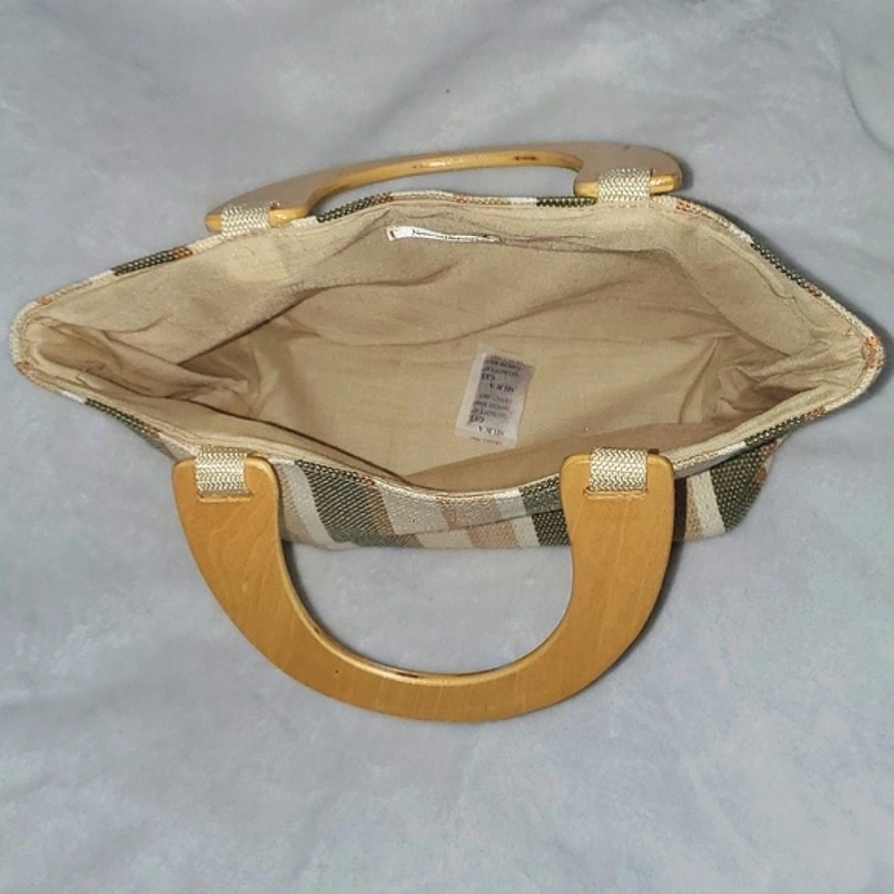 EUC Neiman Marcus Top Handle Striped Mini Tote Bag - Picture 3 of 10